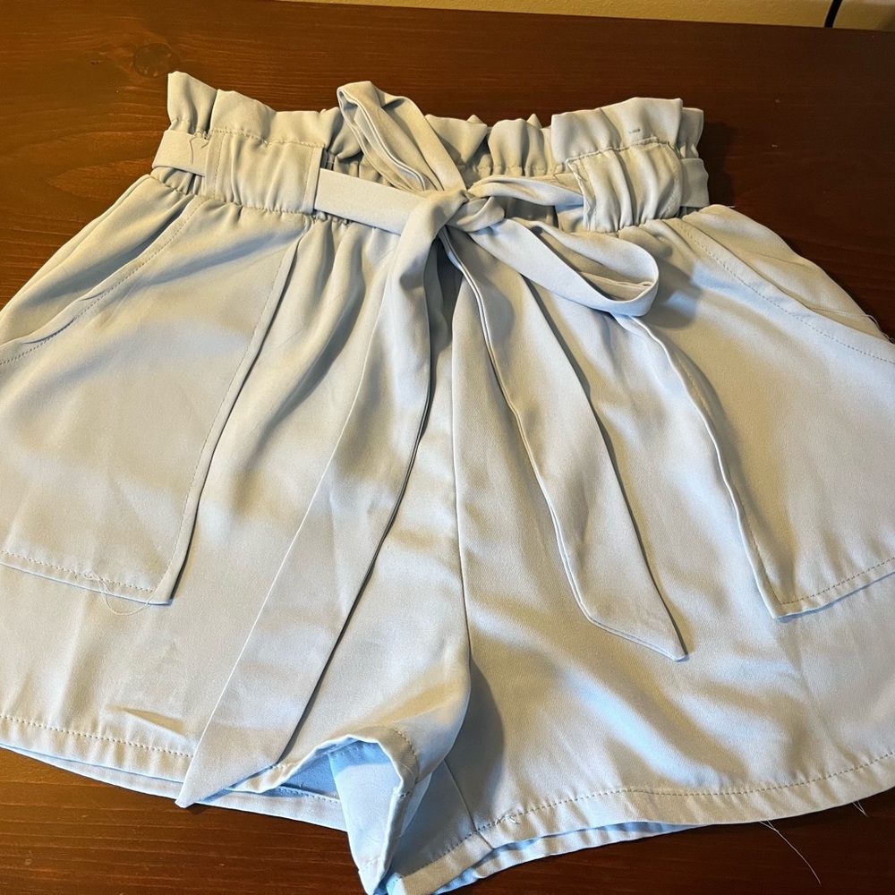 Sky Blue High Waist Women's Shorts